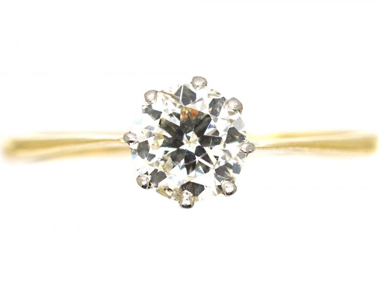 Early 20th Century 18ct Gold & Platinum, Diamond Solitaire Ring