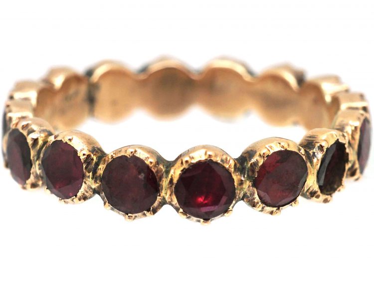 Georgian 9ct Gold Almandine Garnet Eternity Ring