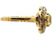 Victorian 18ct Gold Diamond Cluster Ring set with an Old Mine Cut Fancy Yellow Diamond