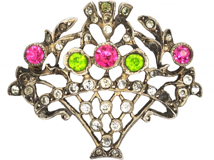 Edwardian Silver & Paste Giardinetti Brooch