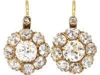 Victorian 18ct Gold, Old Mine Cut Diamond Cluster Earrings