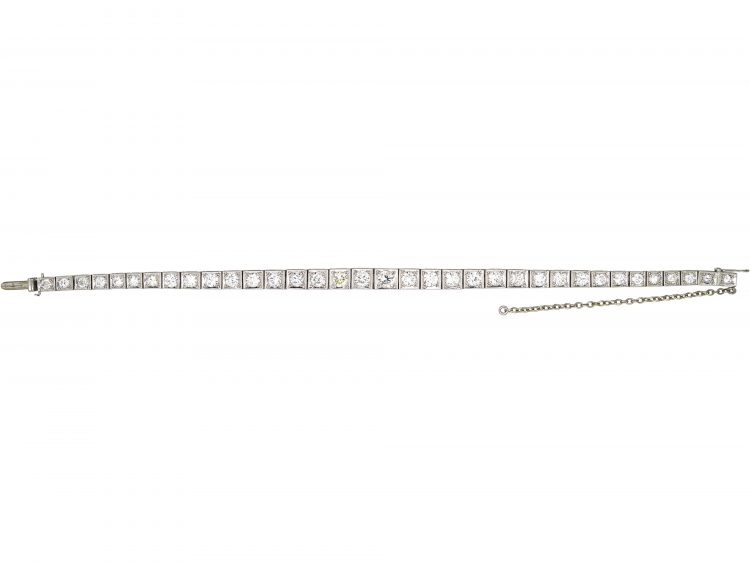 Art Deco Platinum, Graduated Diamond Line Bracelet