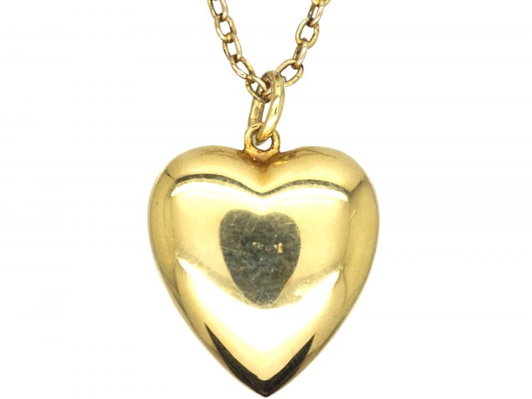Edwardian 15ct Gold, Turquoise & Natural Split Pearl Heart Pendant on 9ct Gold Chain in original Case