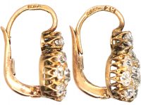 Early 20th Century Russian 14ct Gold & Diamond Cluster Earrings