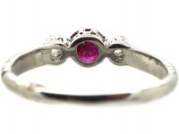 Early 20th Century 18ct White Gold, Ruby & Diamond Three Stone Ring