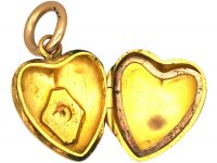 Edwardian 15ct Gold Heart Shaped Locket set with a Natural Split Pearl