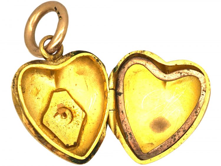 Edwardian 15ct Gold Heart Shaped Locket set with a Natural Split Pearl