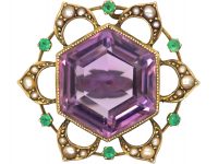 Edwardian 9ct Gold Suffragette Brooch/ Pendant