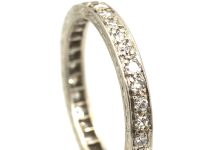 Art Deco Platinum & Diamond Eternity Ring with Engraved Sides