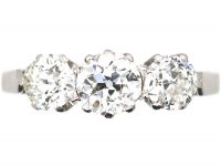 Art Deco Platinum, Three Stone Diamond Ring