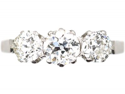 Art Deco Platinum, Three Stone Diamond Ring