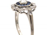 18ct White Gold, French Cut Sapphire & Diamond Target Ring