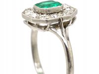 Art Deco Platinum, Emerald & Diamond Octagonal Shaped Ring