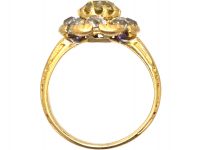 Victorian 18ct Gold Diamond Cluster Ring set with an Old Mine Cut Fancy Yellow Diamond