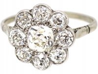 Art Deco Platinum, Diamond Cluster Ring