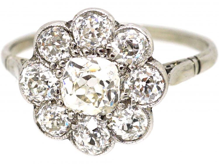 Art Deco Platinum, Diamond Cluster Ring