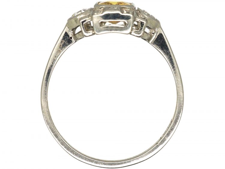 18ct White Gold, Yellow Sapphire & Diamond Ring