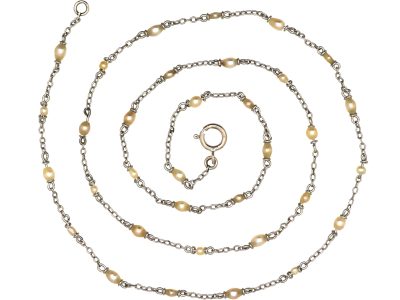 Edwardian Platinum & Natural Pearl Chain