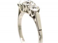 Art Deco Platinum, Three Stone Diamond Ring