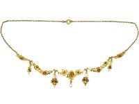 French Belle Epoque 18ct Gold Garland Necklace set with Natural Pearls