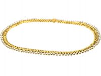 18ct Gold Collar with Chevron & Pearl Motif