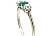 Early 20th Century Emerald & Diamond Three Stone Ring