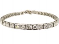 Art Deco Platinum, Graduated Diamond Line Bracelet
