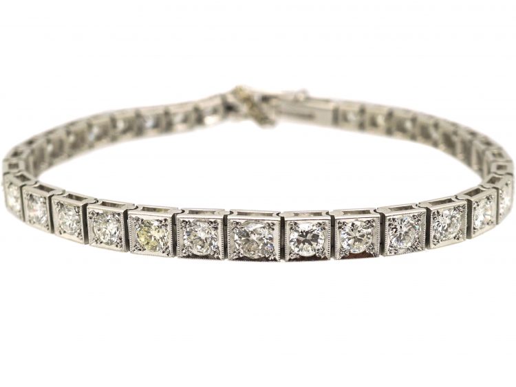 Art Deco Platinum, Graduated Diamond Line Bracelet