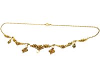 French Belle Epoque 18ct Gold Garland Necklace set with Natural Pearls