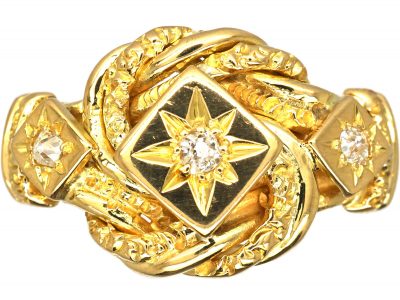 Early 20th Century 18ct Gold Knot Ring set with Three Diamonds