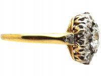 Edwardian 18ct Gold, Diamond Cluster Ring with Diamond Set Shoulders