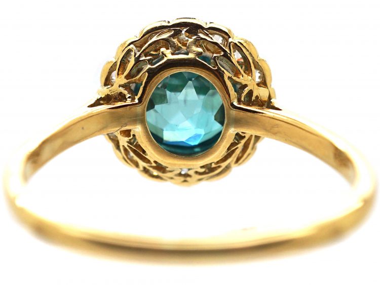 Edwardian 18ct Gold & Platinum, Zircon & Diamond Cluster Ring