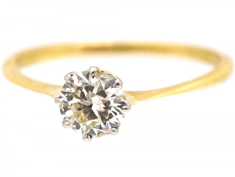 Early 20th Century 18ct Gold & Platinum, Diamond Solitaire Ring