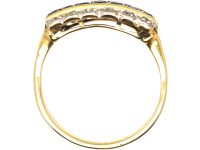 Art Deco 18ct & Platinum, French Cut Sapphire & Diamond Three Row Ring