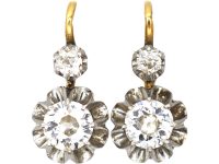 French Early 20th Century 18ct Yellow & White Gold Dormeuse Earrings set with Diamonds