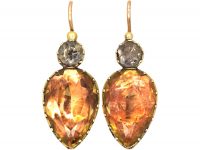 Georgian Gold, Foiled Citrine & Rock Crystal Drop Earrings