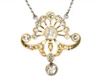 Art Deco Platinum & 15ct Gold, Diamond Pendant on Platinum Chain