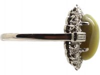 18ct White Gold & Platinum, Diamond & Cat's Eye Chrysoberyl Ring
