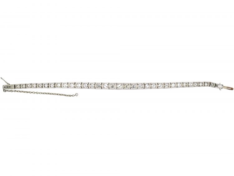 Art Deco Platinum, Graduated Diamond Line Bracelet