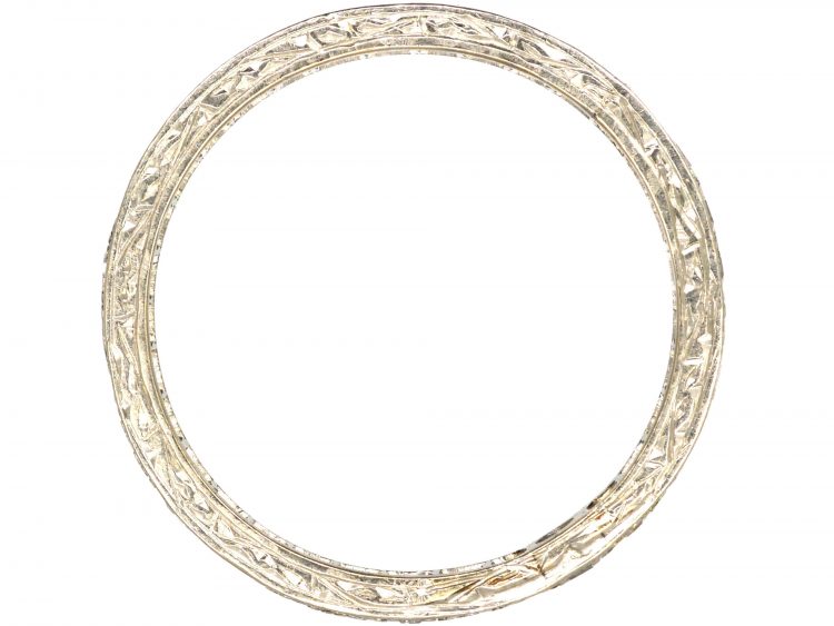 Art Deco Platinum & Diamond Eternity Ring with Engraved Sides