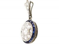 Art Deco 18ct White Gold, Sapphire & Diamond Target Pendant