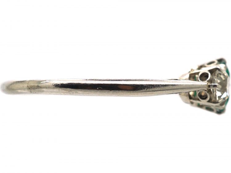 Early 20th Century Emerald & Diamond Three Stone Ring