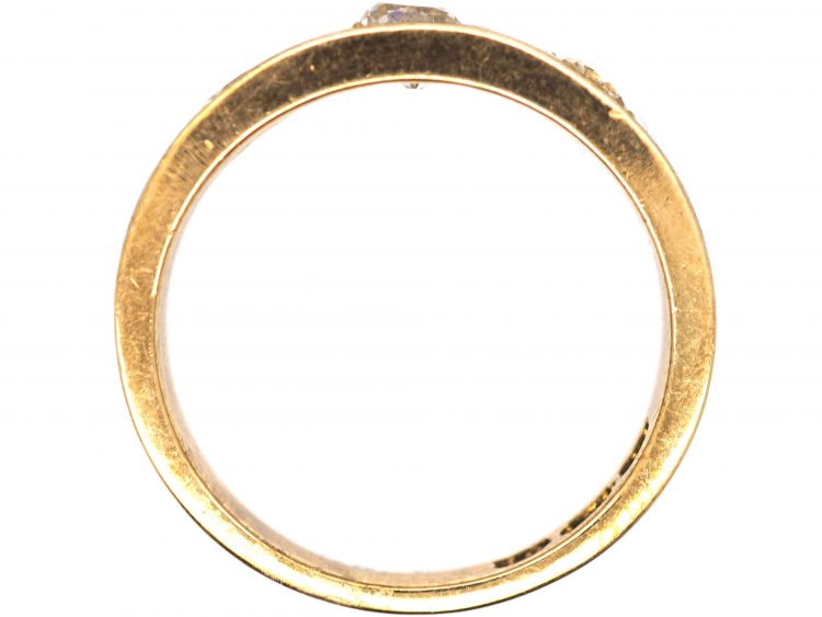 Victorian 18ct Gold, Black Enamel & Diamond Three Stone Ring