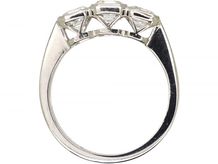 Platinum, Three Stone Asscher Cut Diamond Ring