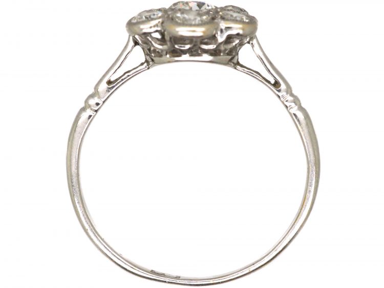 Edwardian 18ct White Gold & Platinum, Diamond Cluster Ring