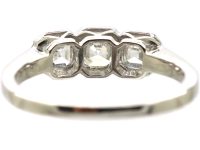 Platinum, Three Stone Asscher Cut Diamond Ring