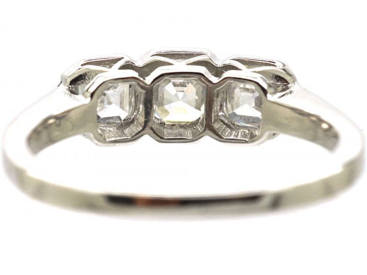 Platinum, Three Stone Asscher Cut Diamond Ring
