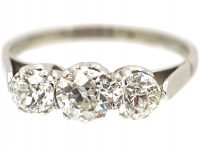 Art Deco Platinum, Three Stone Diamond Ring