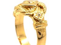 Early 20th Century 18ct Gold Knot Ring set with Three Diamonds