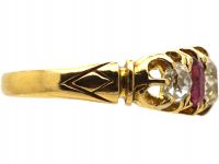 Victorian 18ct Gold, Ruby & Diamond Five Stone Ring